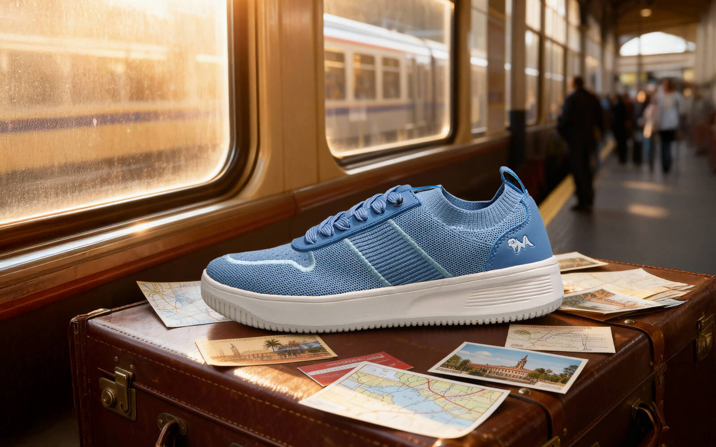 Embroidered Sneakers For Women : Blue