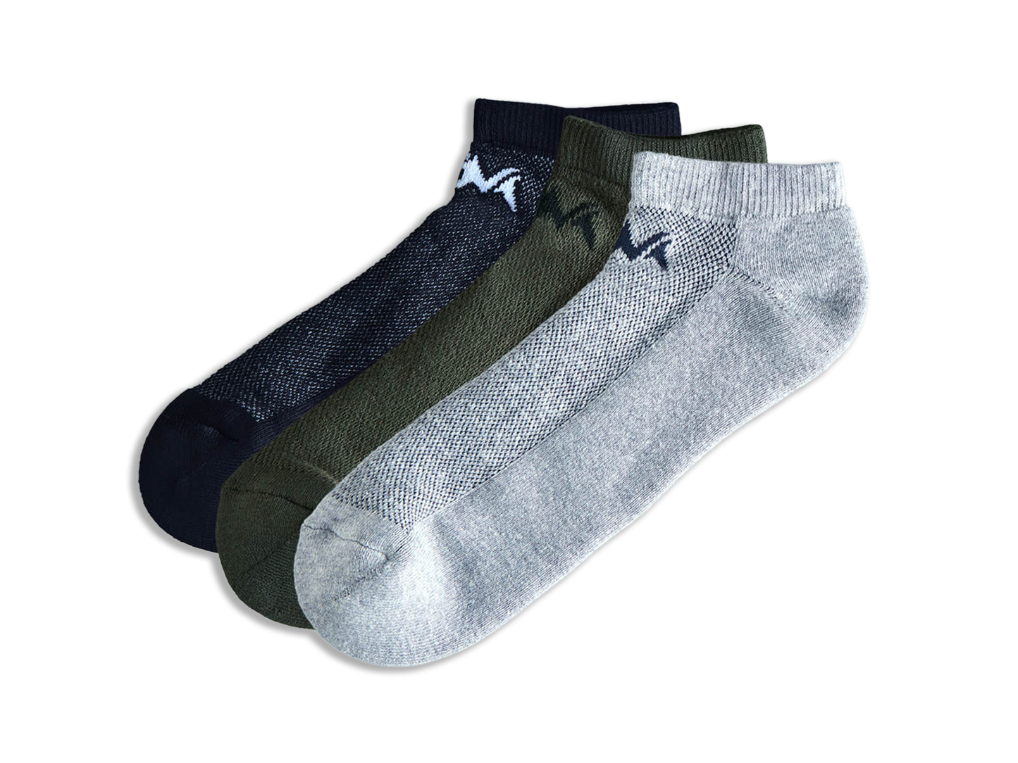 Low-Cut Ankle Socks : Black Olive Grey (Pack of 3)