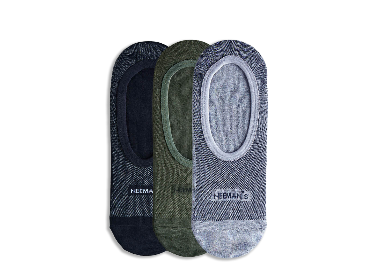 No Show Socks : Black Olive Grey (Pack of 3)