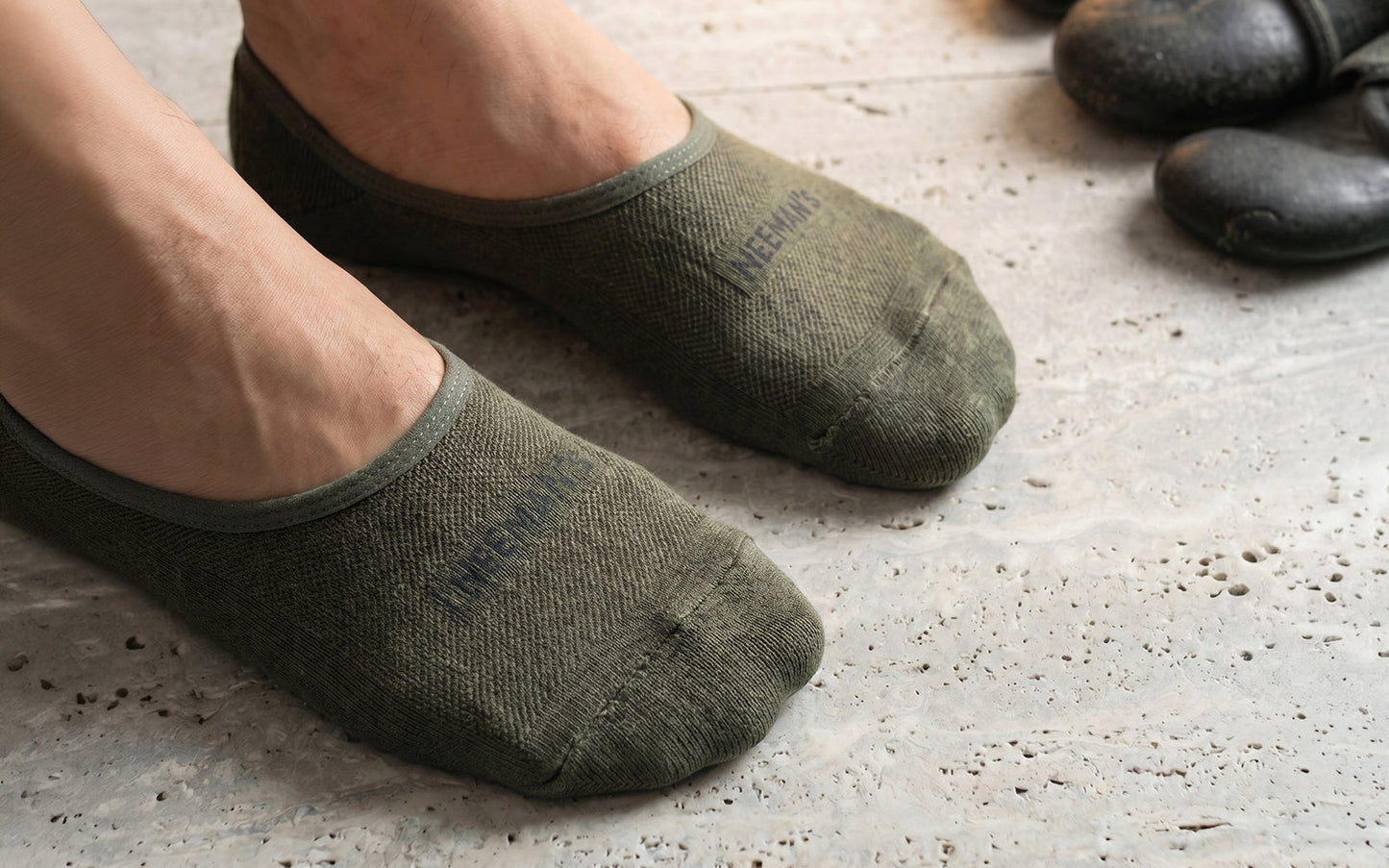 No Show Socks : White Olive Grey (Pack of 3)