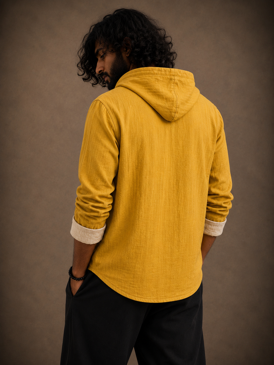 Men's Crane Bird Graphic Hooded Shirt – Full Sleeve Casual Wear