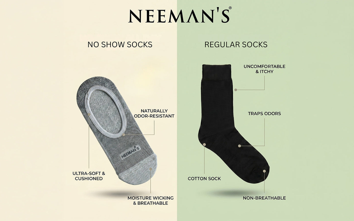 No Show Socks : Black Olive Grey (Pack of 3)
