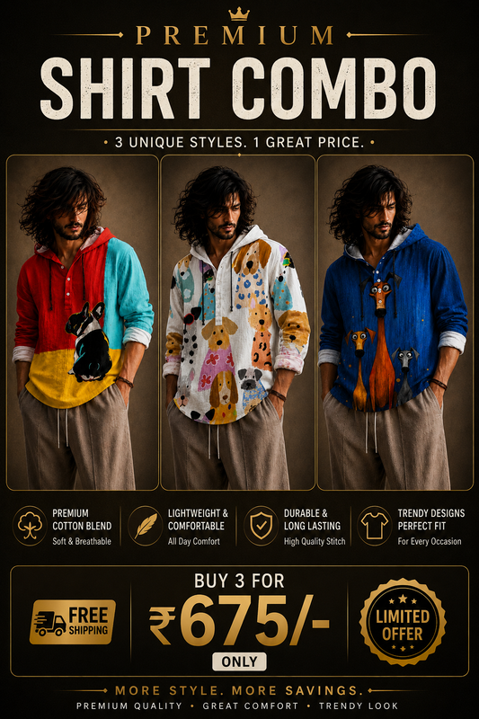 Premium Combo Set – Pack of 3 Hooded Shirts
