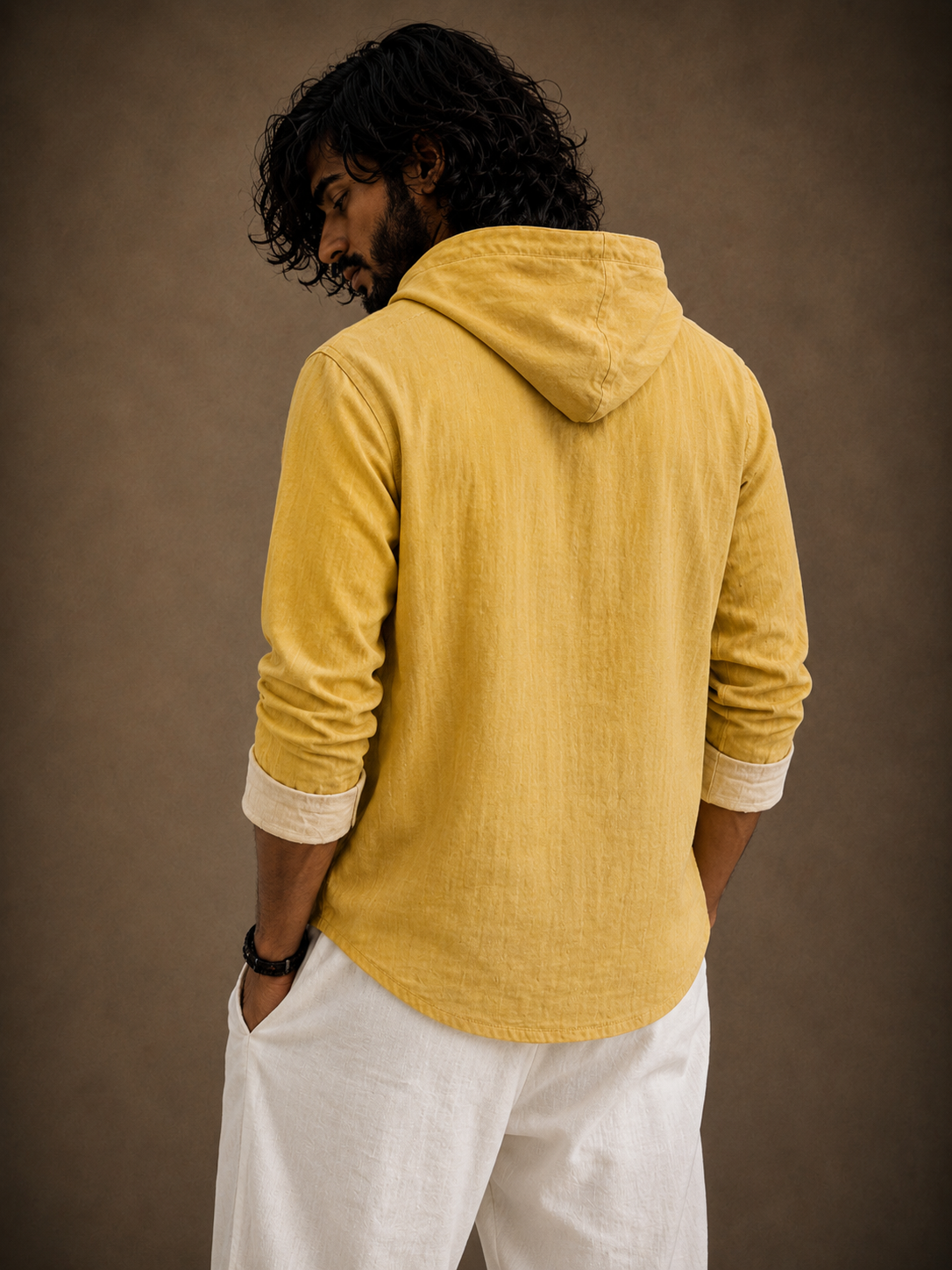 Men's Map Print Hooded Shirt – Full Sleeve Casual Wear