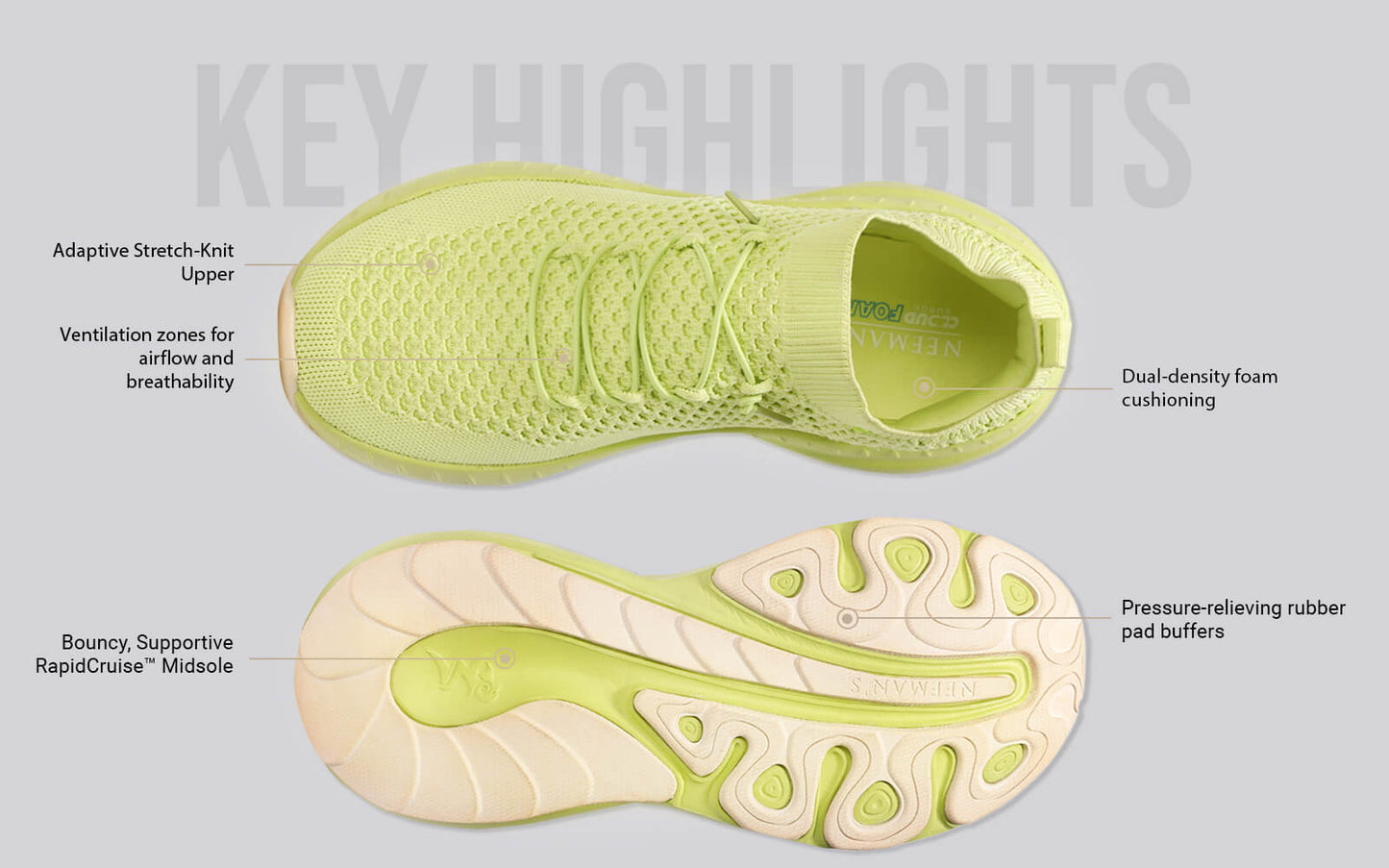 Begin Walk Soothe Lace Ups for Women : Lime