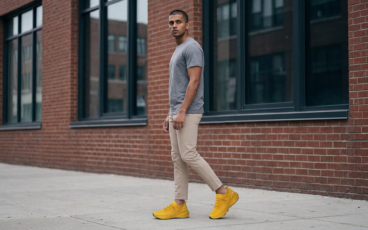 Begin Walk Soothe Lace Ups for Men : Yellow