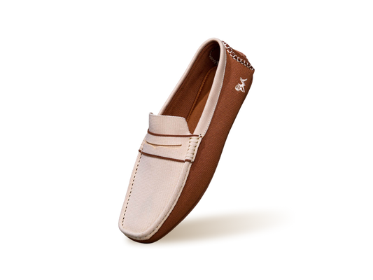 ReLive Knit Color Block Loafers : Beige/Brown