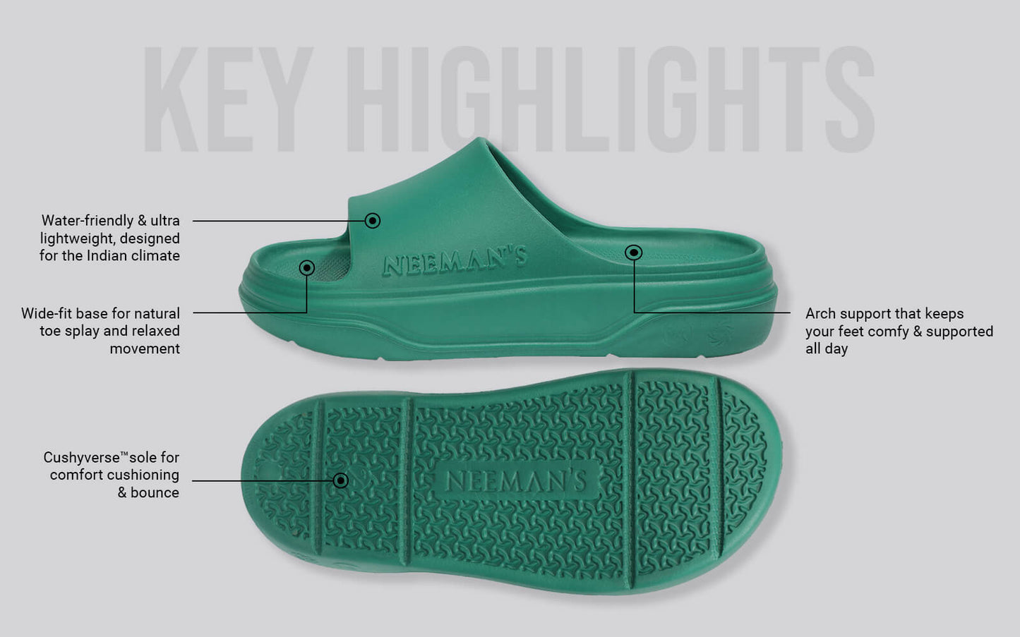 Cushers Slides For Men : Pepper Green