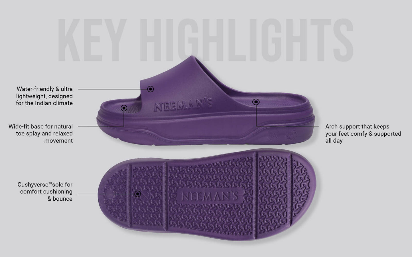 Cushers Slides For Men : Pansy Purple