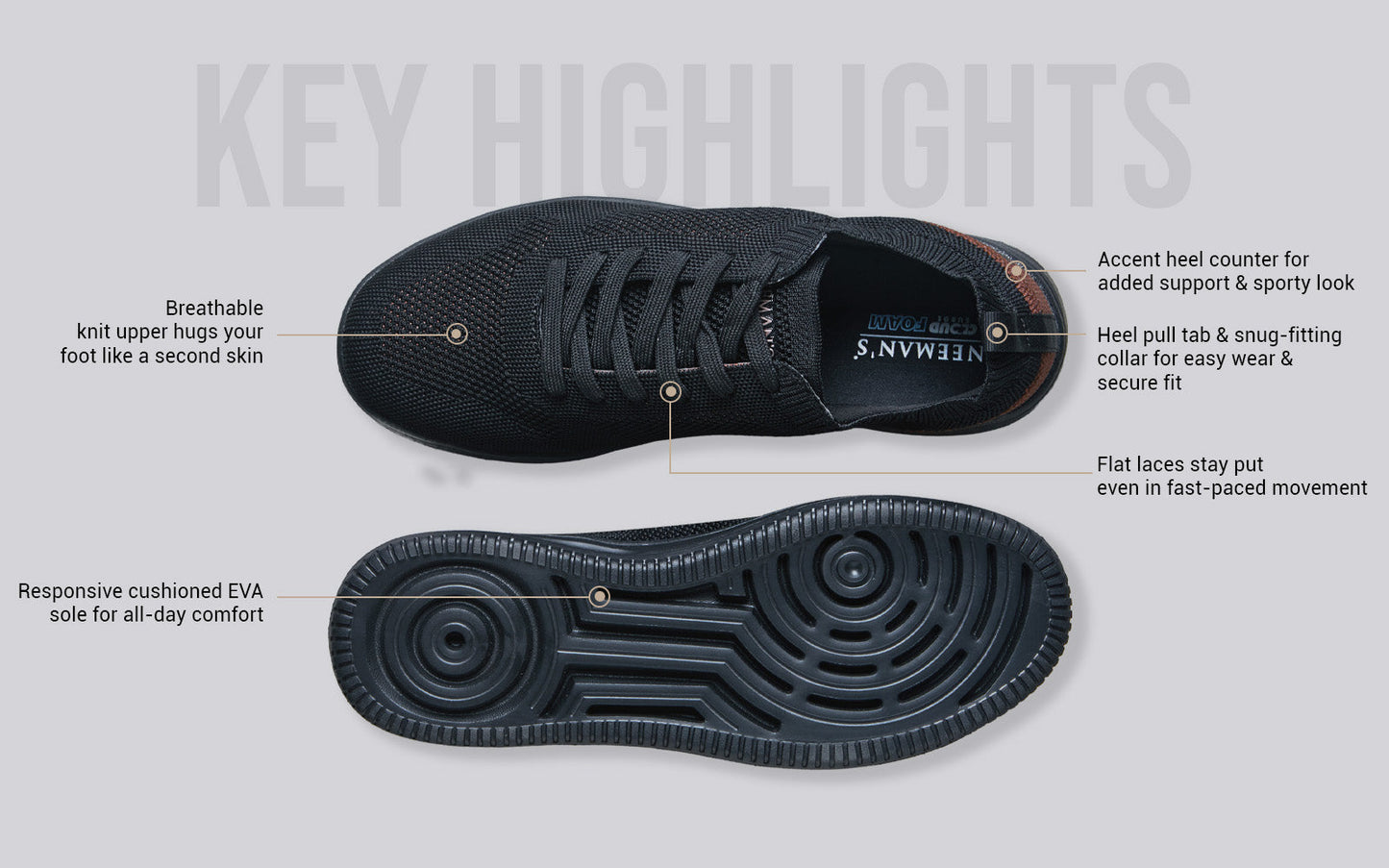 Casual Court Sneakers For Men : Black