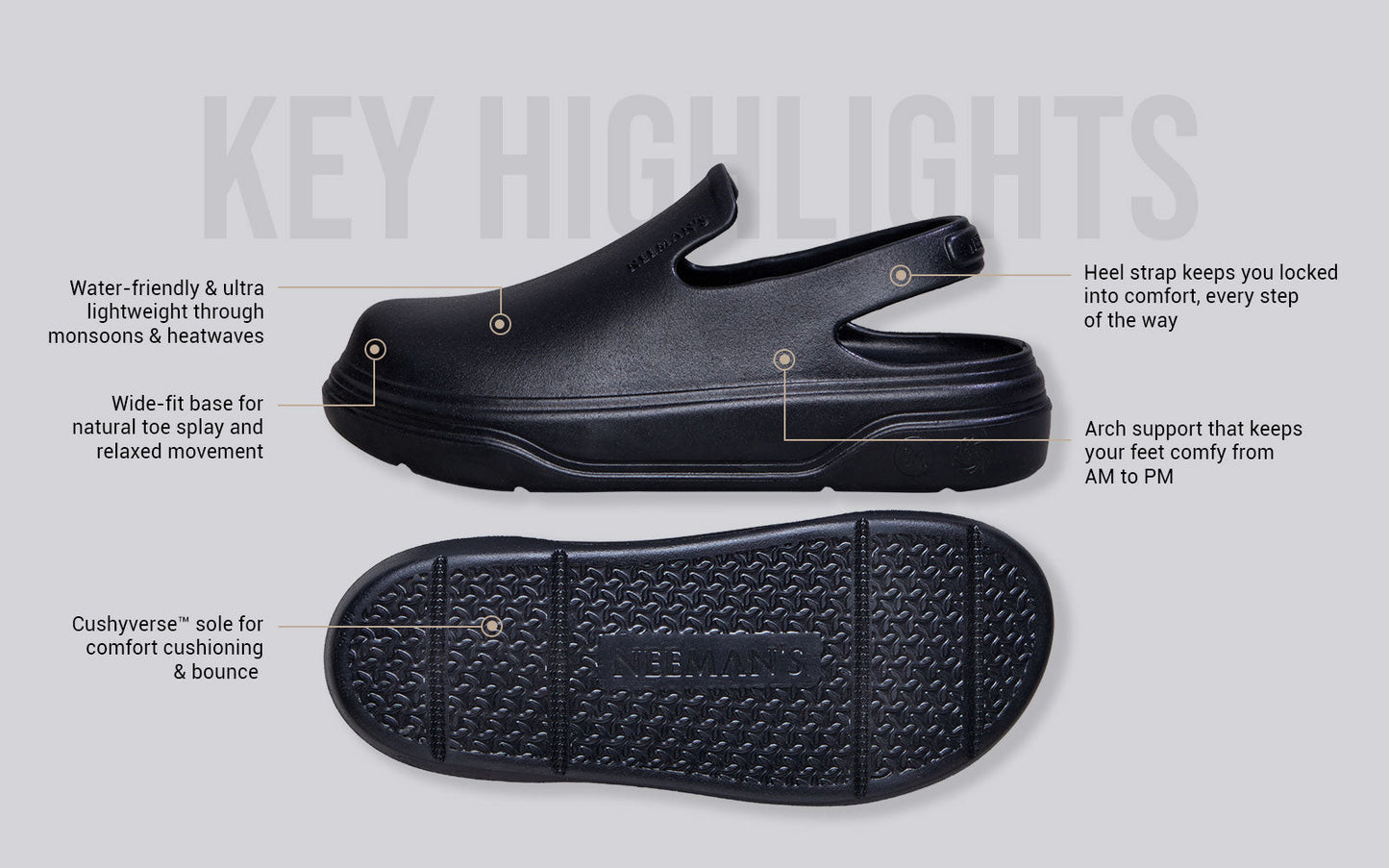 Cushers Clogs For Men : Black