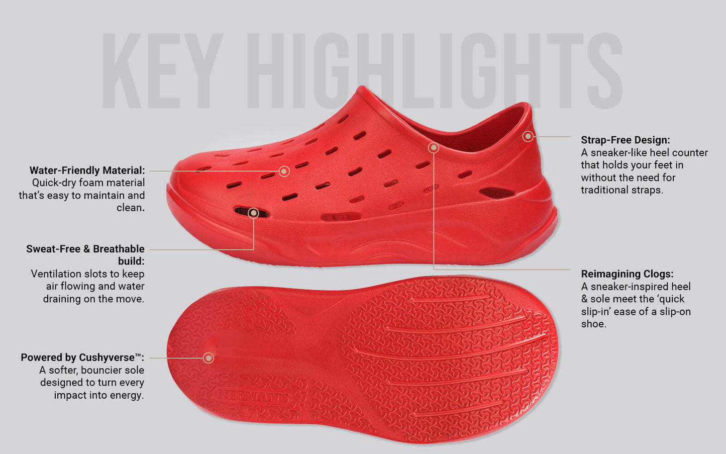 Cushers Rainscape Clogs For Men : Red