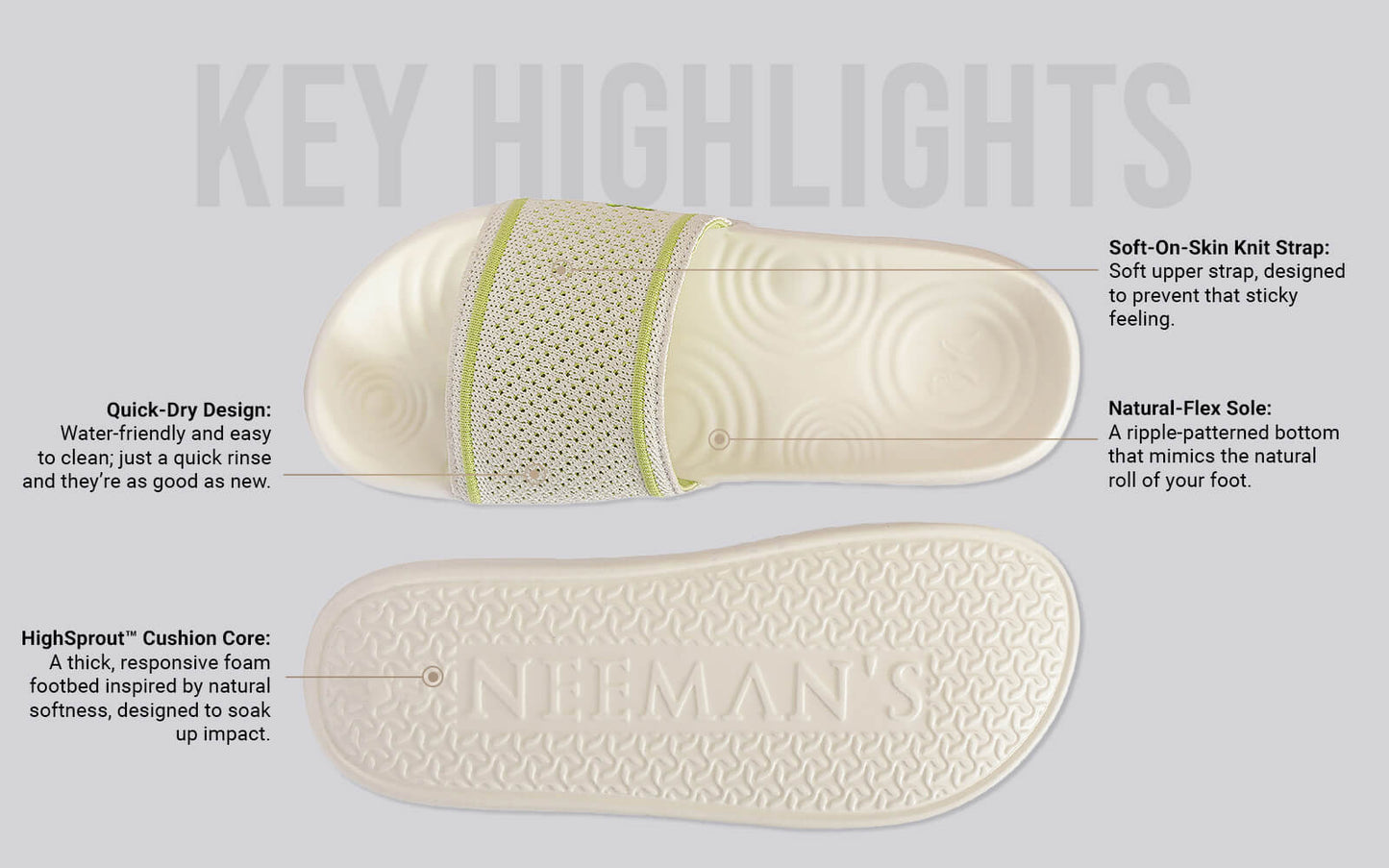 High Sprout Knitro Slides For Men : White