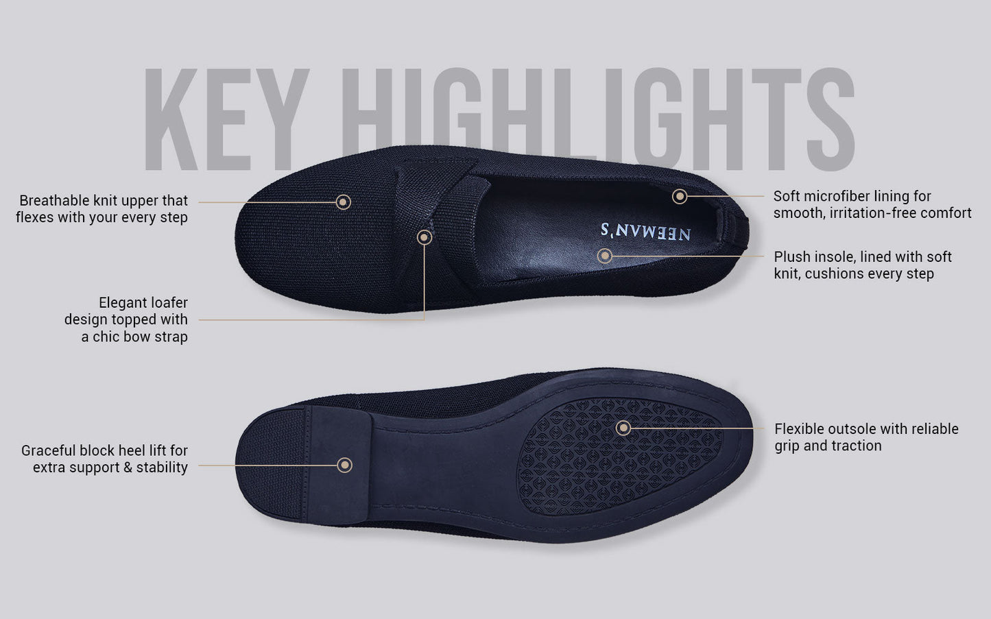 Knit Grace Loafers For Women : Black