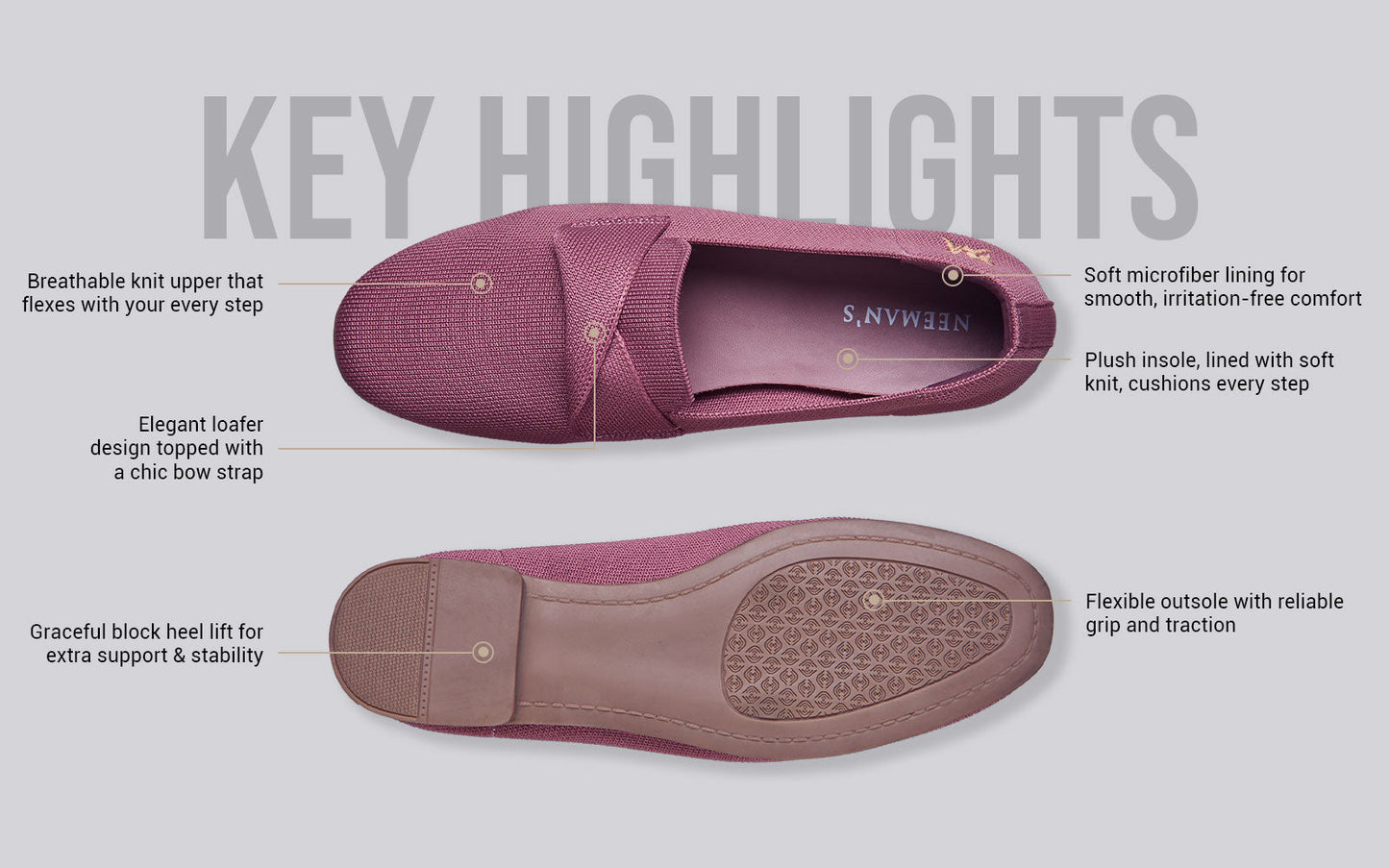 Knit Grace Loafers For Women : Rose