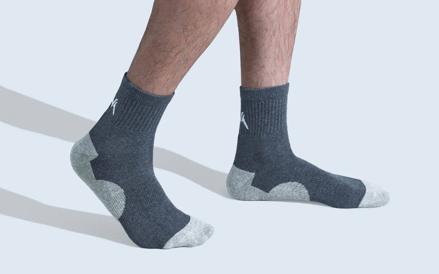 Quarter All Day Socks : Black Grey (Pack of 2)