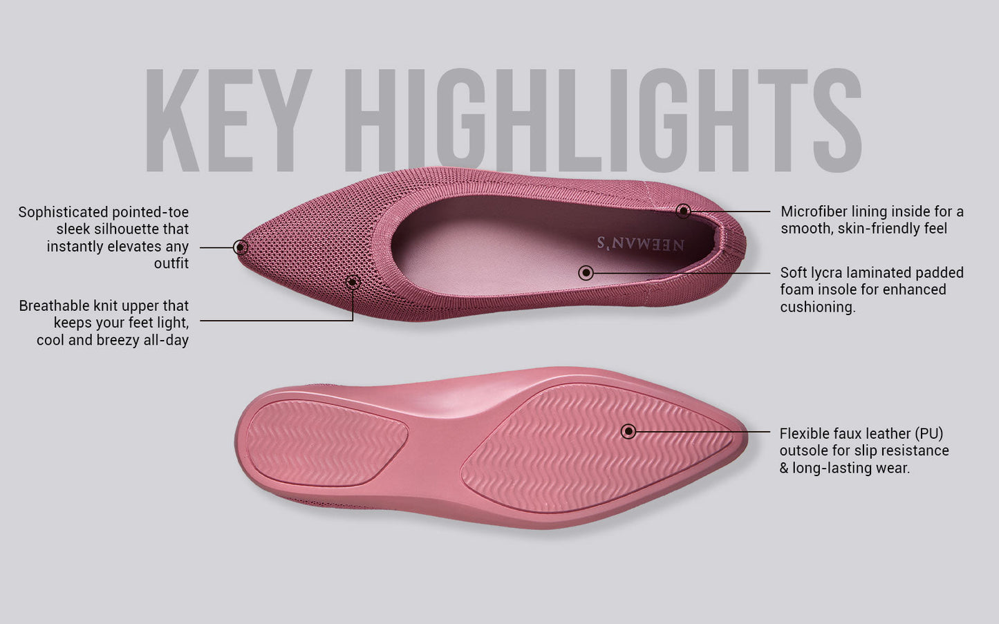 Pointed Ease For Women : Rose