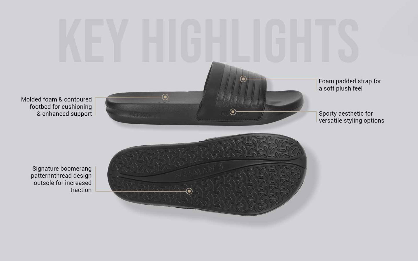 FootBed Slides for Women : Black